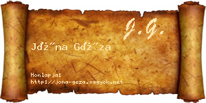Jóna Géza névjegykártya